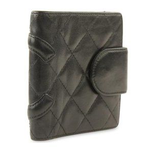 Chanel Black Cambon Linge Compact Bifold Wallet